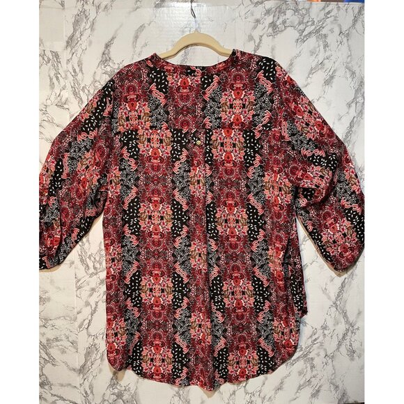 Cato Women's Floral Print V-Neck Blouse 3/4 Sleeve Size 22/24 Multicolor - Picture 2 of 10